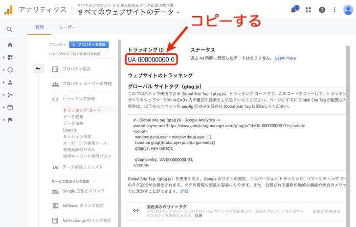 Googleアナリティクス管理画面